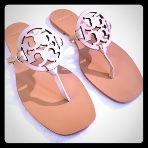 Tory Burch Square-Toe Leather Thong Sandals - NWOB